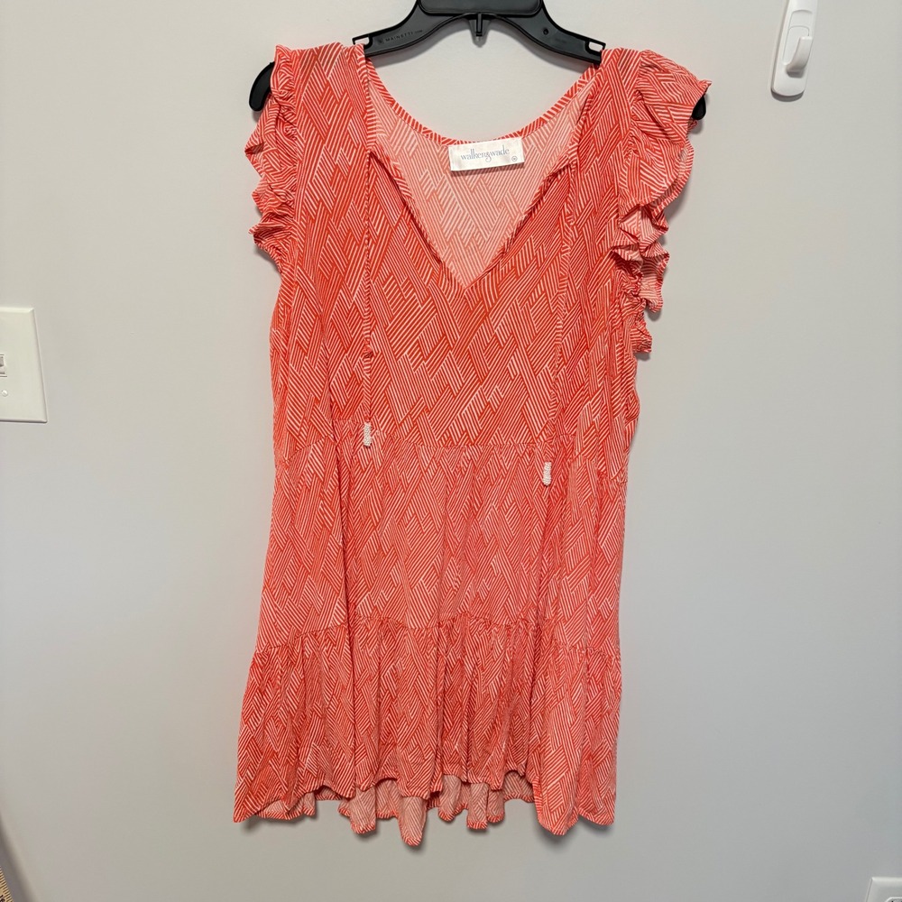 Walker & Wade Nantucket Dress in Coral Block Orange size Medium Geometric Tiered